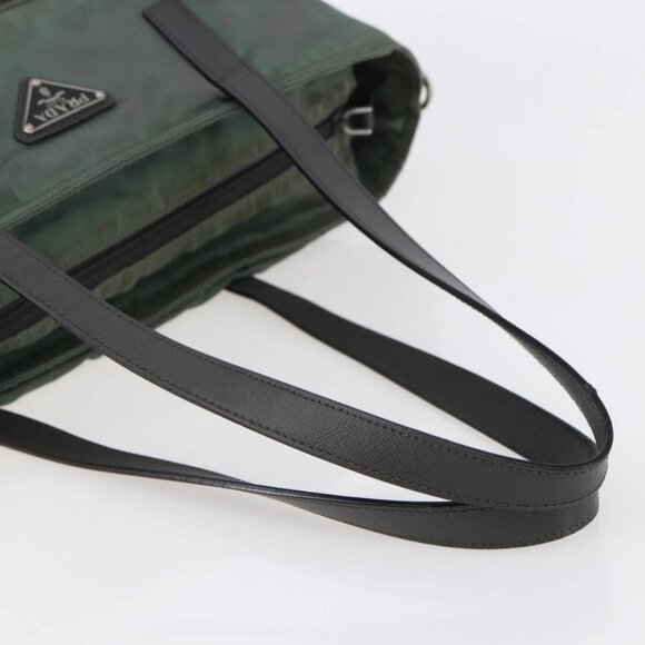 PRADA Tote Bag Nylon Khaki Silver Auth 146817 - Picture 8 of 16